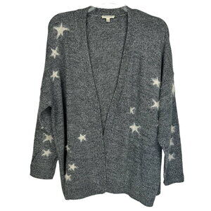 LORALETTE | Gray Knit Open-Front Fuzzy Star Cardigan | Women's 3X